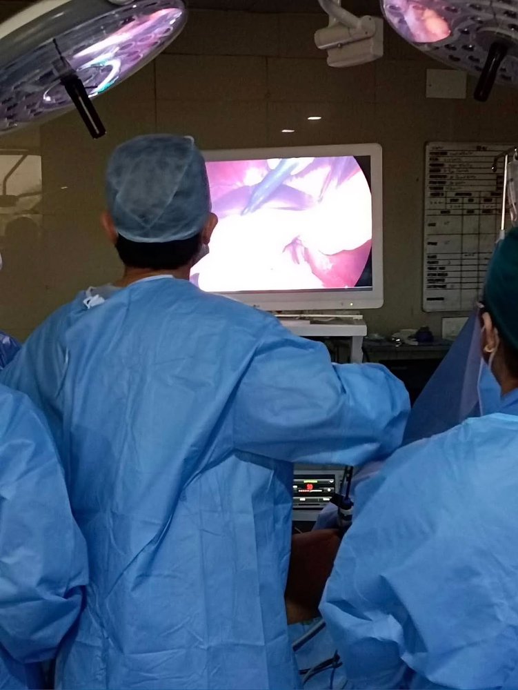 Laparoscopic surgical procedure in progress